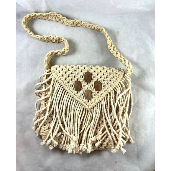 Mister Ernest Macrame Shoulder Bag Purse Woven in the Philippines Vintage 1970s - Picture 1 of 9